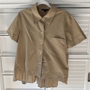 Banana Republic Short Sleeve Shirt Pleated Cropped Blouse